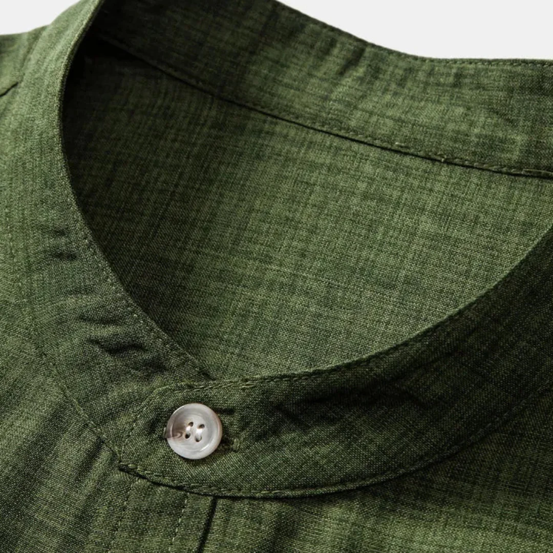 Ensemble Chemise Col Montant & Pantalon Droit en Lin – Image 5