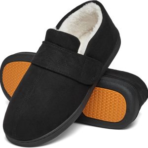 Chausson homme hiver très chaud, couleur noir, Mémoire de forme