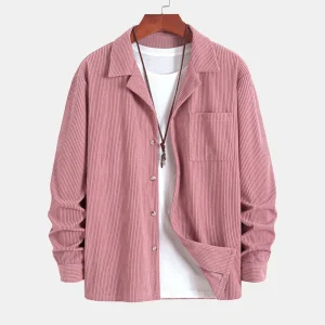 Laurent - Chemise en velours côtelé à col cubain