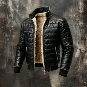 Veste matelassée noire à doublure Sherpa