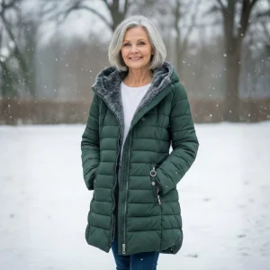 Manteau matelassé long doublé polaire