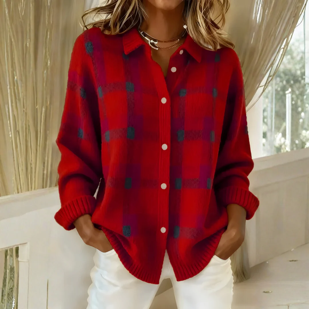 Cardigan Douillet À Carreaux – Image 2