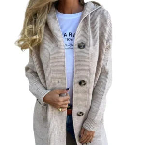 Long cardigan en maille pour femme