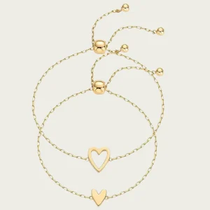 Bracelet à Cœurs Charmants en Plaqué Or