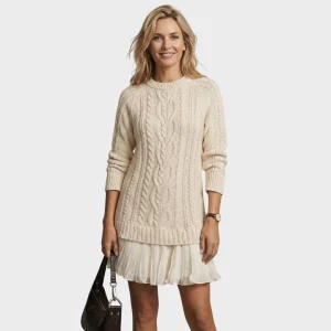 Robe pull en maille torsadée femme