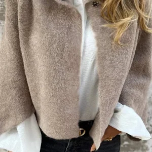CELESTE - Manteau en laine avec col rond et manches longues