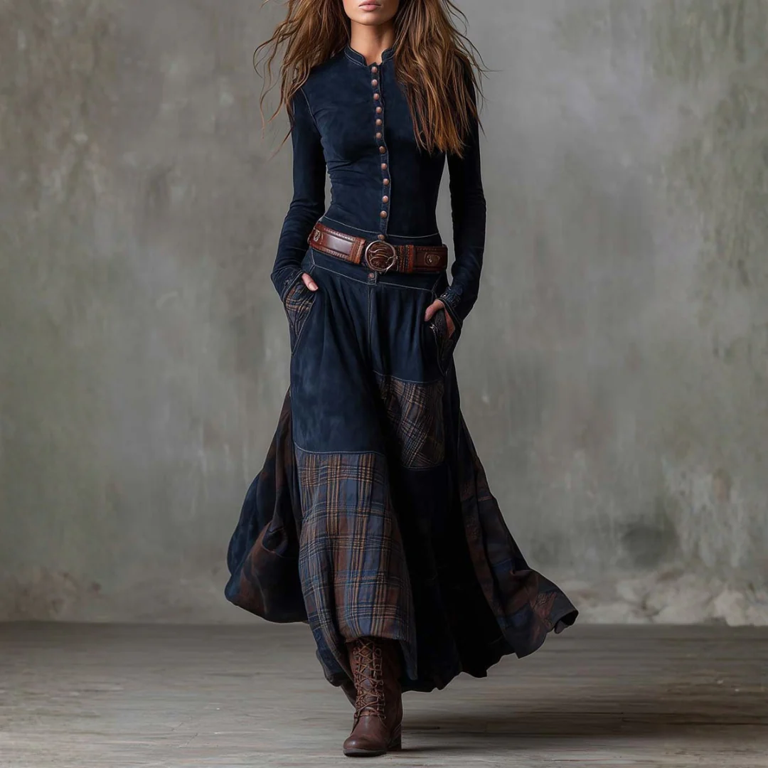 Robe longue élégante à manches longues