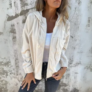 Hoodie en velours côtelé avec fermeture éclair