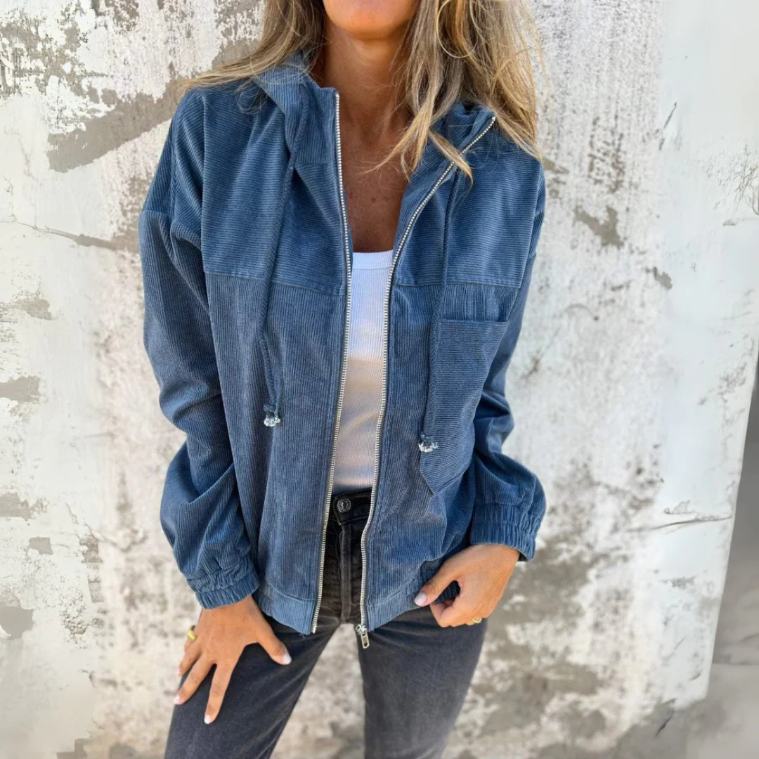 Hoodie en velours côtelé avec fermeture éclair – Image 2