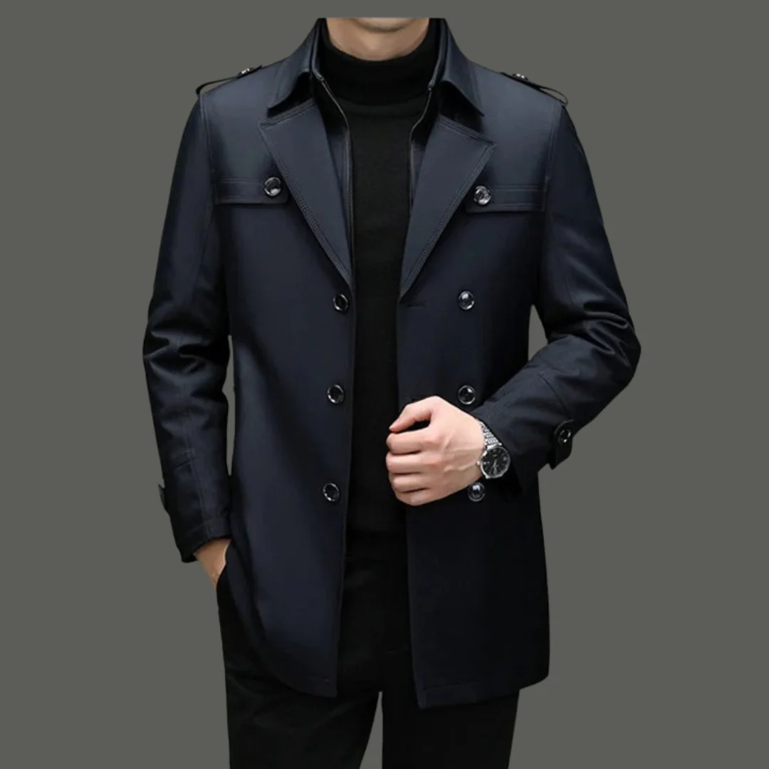 Trench-coat mi-long pour homme avec doublure amovible