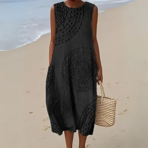 Robe longue texturée sans manches