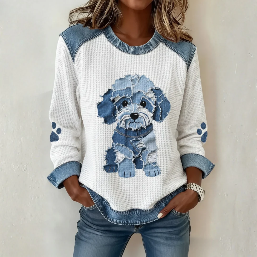 Blouse Patchwork avec Imprimé Chien – Image 2