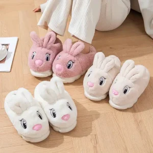 Pantoufles Lapin Kawaii Nez Rose