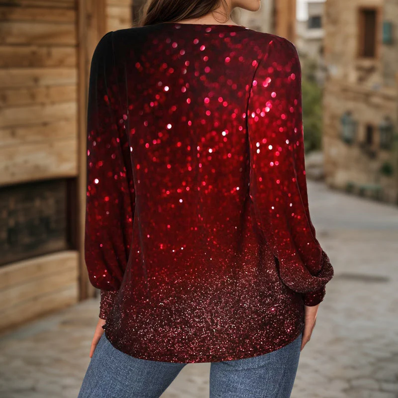 Blouse Élégante à Paillettes Rouge – Image 3