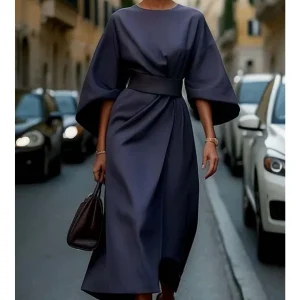 Louise – Robe élégante à manches lanterne