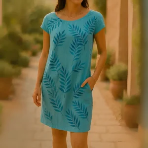 Robe élégante en coton et lin