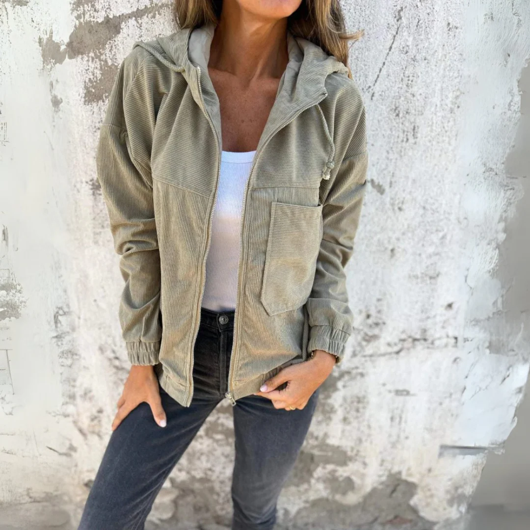 Hoodie en velours côtelé avec fermeture éclair – Image 3