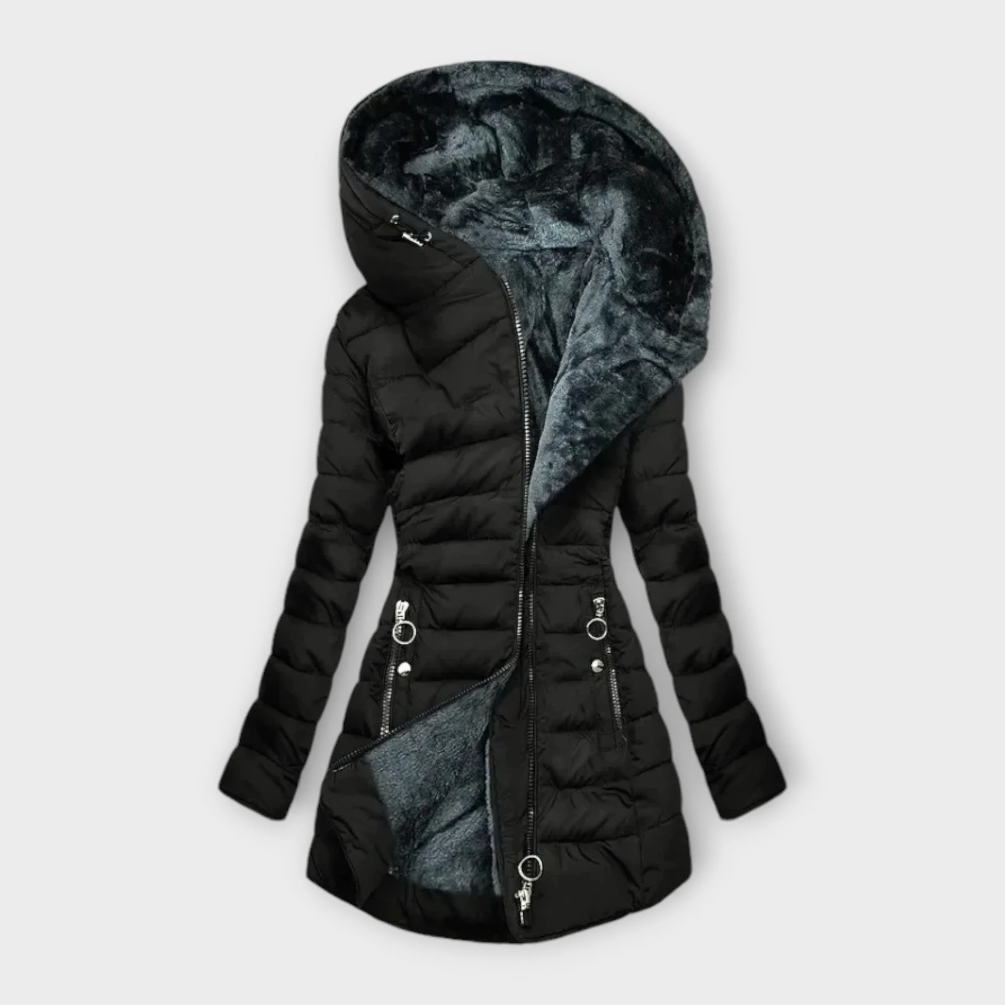 Manteau d'hiver pour femme – Avec doublure en fausse fourrure écologique – Image 2