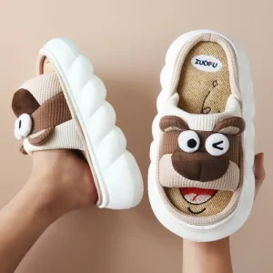 Pantoufle Ours Lin Mixte