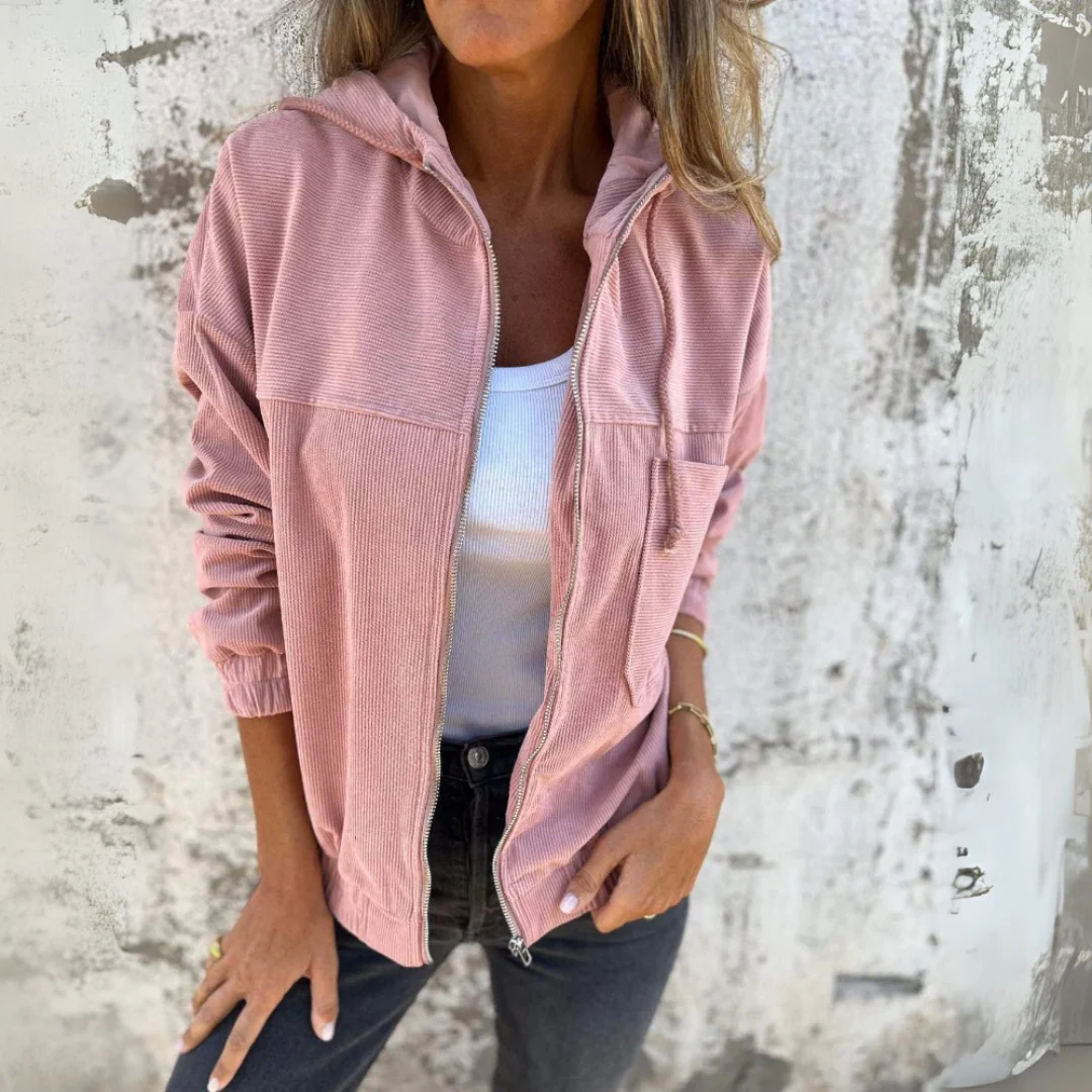 Hoodie en velours côtelé avec fermeture éclair – Image 4