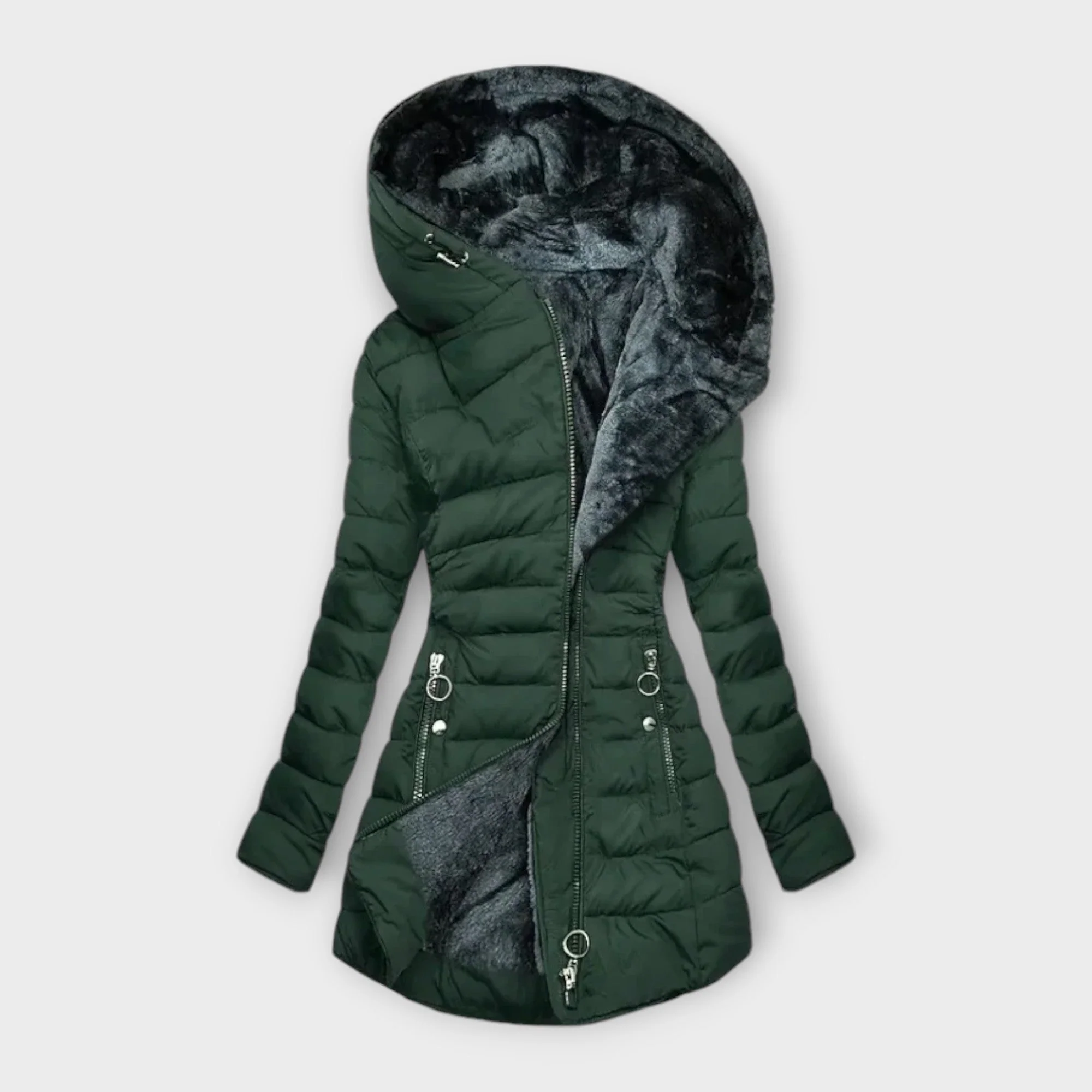 Manteau d'hiver pour femme – Avec doublure en fausse fourrure écologique – Image 3