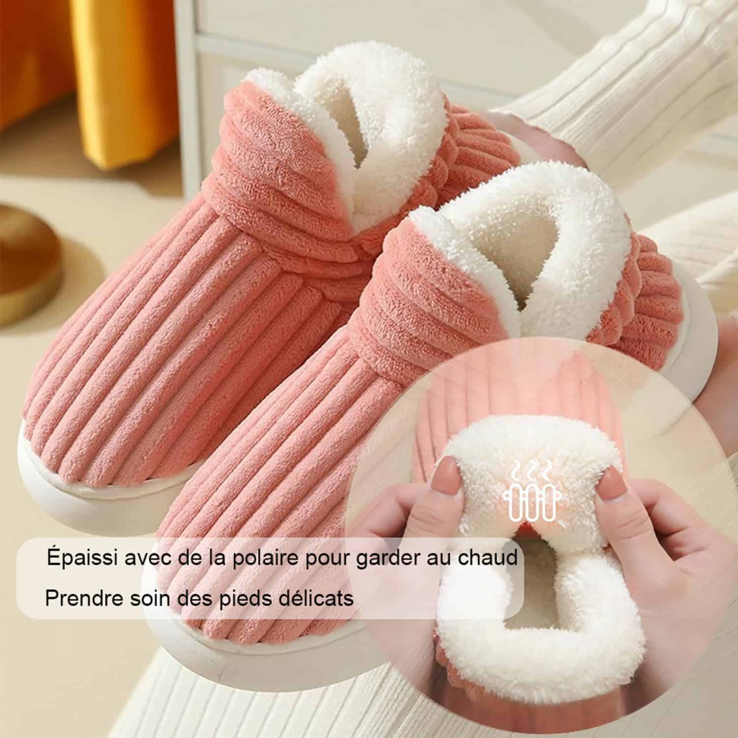 Chaussons Femme Hiver, Chausson Chaud et Confortables en Peluche – Image 4