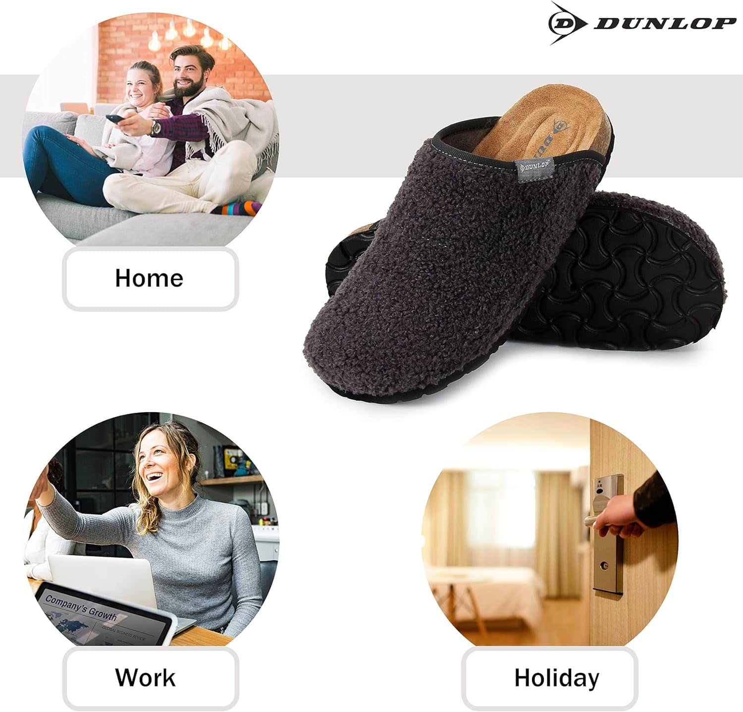 Chaussons Femme Hiver DUNLOP, Pantoufle Mule Femme Chaude – Image 3