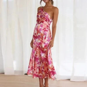 Sienna - Robe longue asymétrique à motif floral pour femme