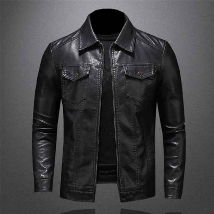 Veste en cuir noir homme – Image 2