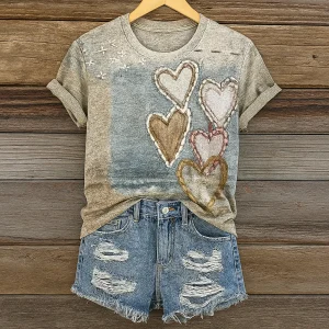 T-shirt décontracté Cœur Bohème – Grande taille