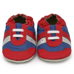 Chaussons bébé en cuir | Basket rouge et bleue