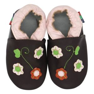 Chaussons bébé en cuir | Fleurs