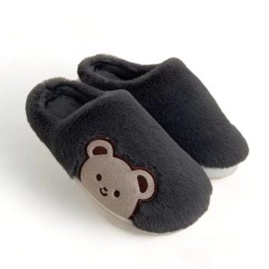 Chaussons mules fourrure | Tête d&rsquo;ours