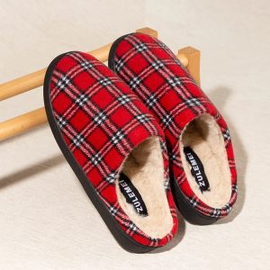 Chaussons homme | Tartan écossais rouge