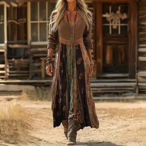 Robe longue vintage imprimée