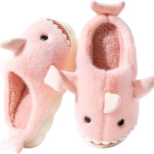 Chaussons Femme Requin Rose Hiver Doublure Antidérapant