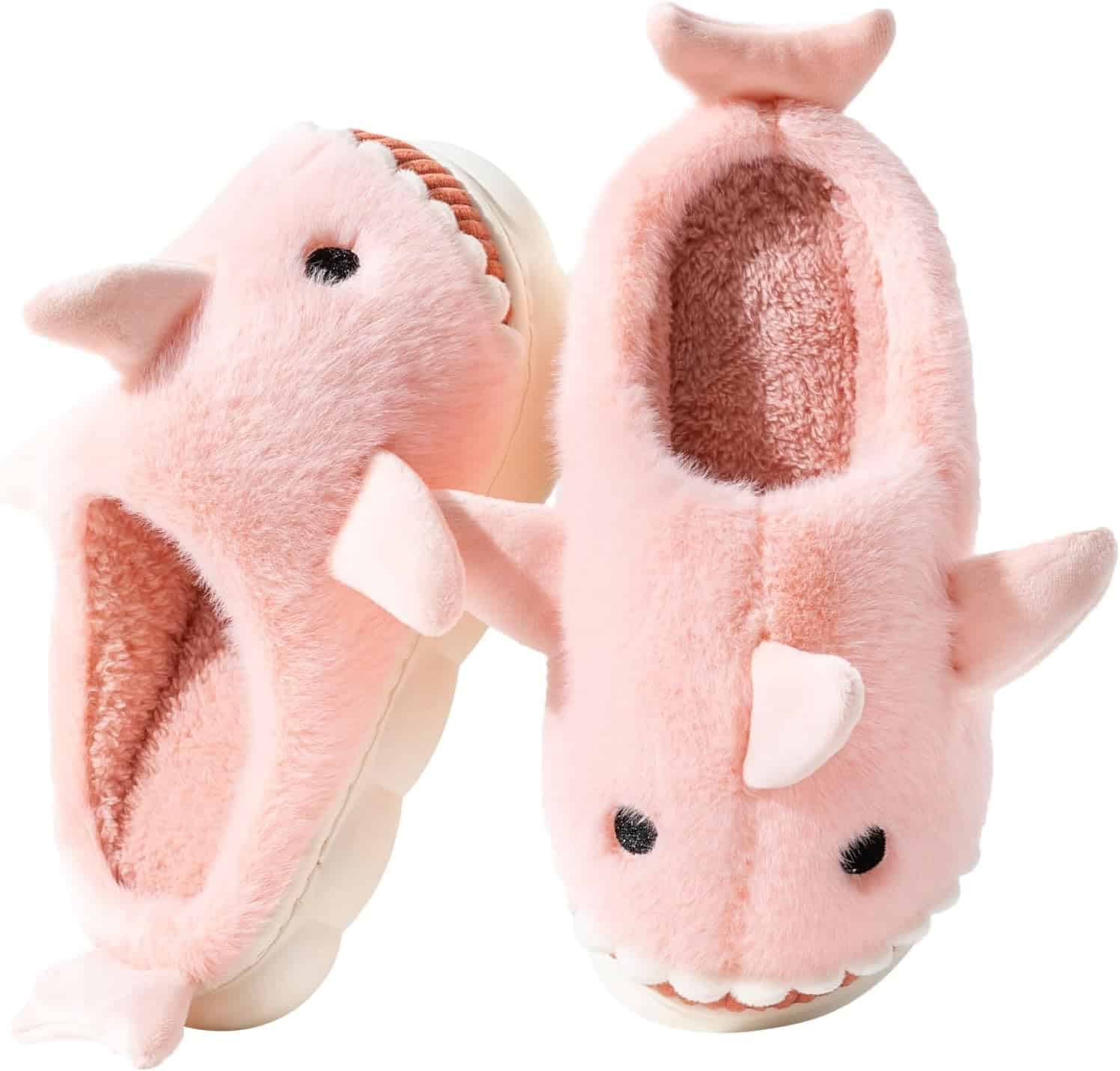 Chaussons Femme Requin Rose Hiver Doublure Antidérapant