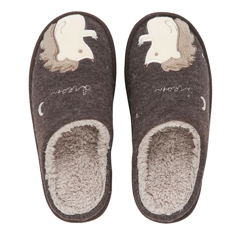 Chaussons Peluche Hérisson Marron – Hiver Douillet