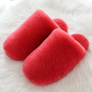 Chaussons femme fourrés rouges cocooning