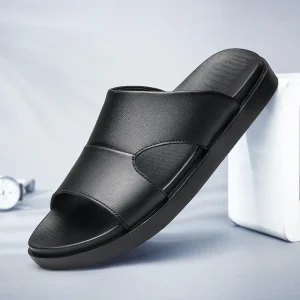 Chaussons cuir bout ouvert homme été