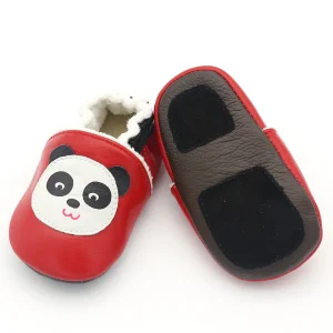 Chaussons panda lumineux original en cuir – cadeau de naissance