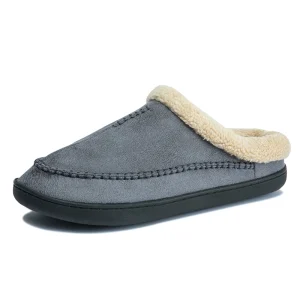Chaussons cuir homme grandes tailles (46-50) gris foncés
