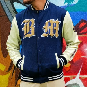 Veste teddy universitaire en cuir BoyzNTheMood