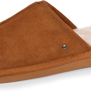 Chaussons Mules Homme en Cuir, Interieur Ultra Doux Isotoner