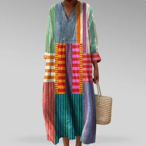Robe longue géométrique et multicolore