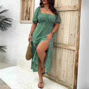 Robe longue à manches bouffantes