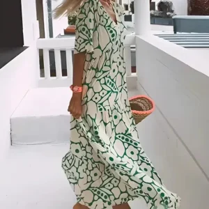 Robe longue fluide imprimée – coupe ample et estivale