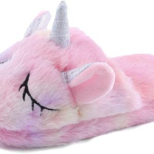 Très beaux Chaussons Licorne pour Enfant Fille en Peluche Souple