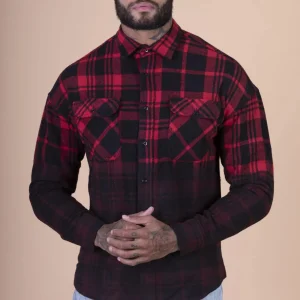 Chemise bûcheron dégradée rouge manches longues