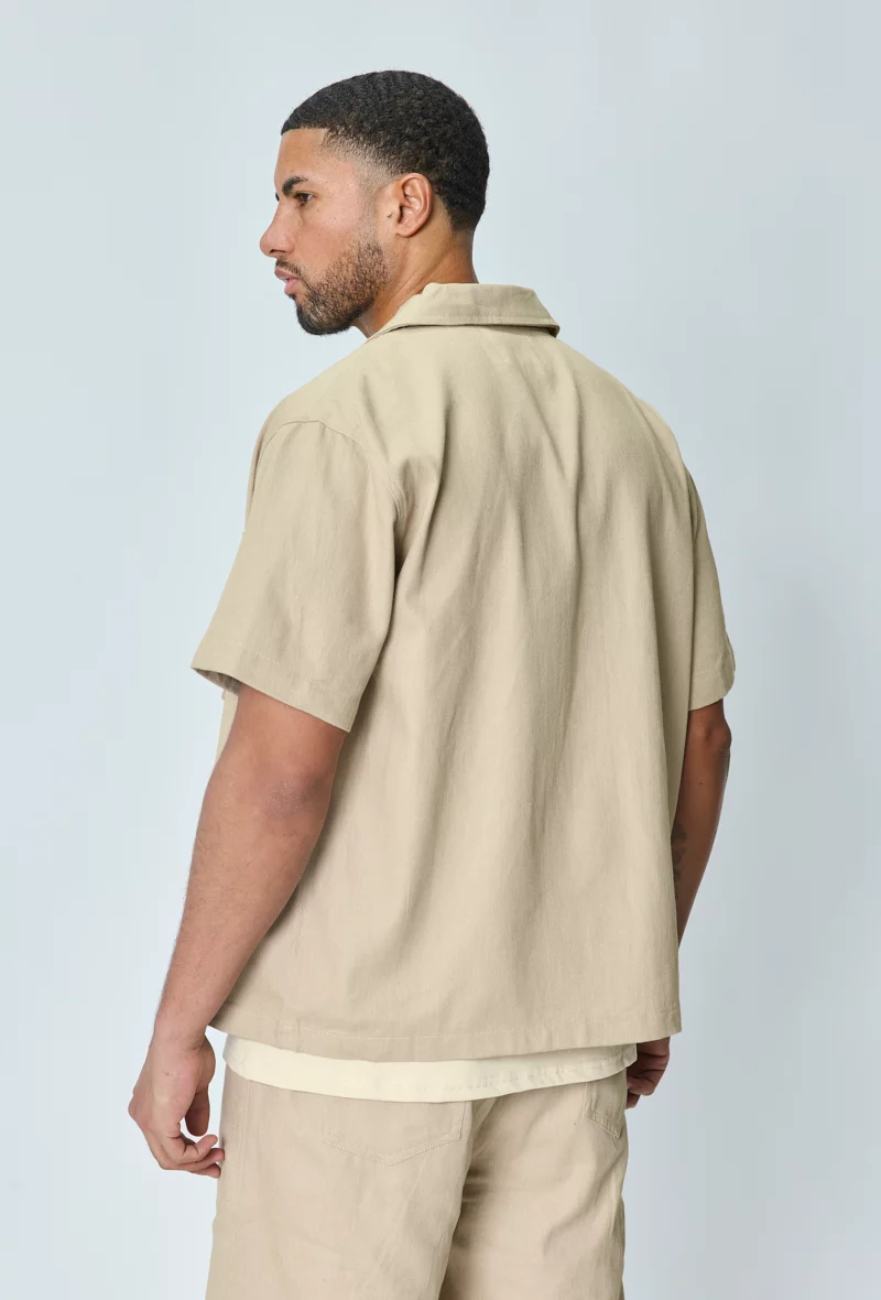 Ensemble chemise short denim beige – Image 4